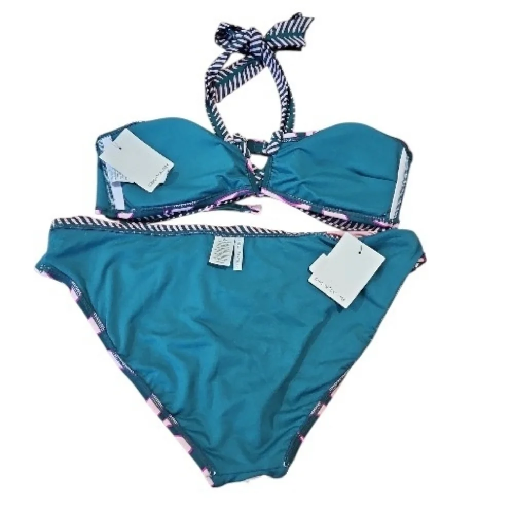 NWT Gibson Latimer Pink and Teal Bikini Set sz XL